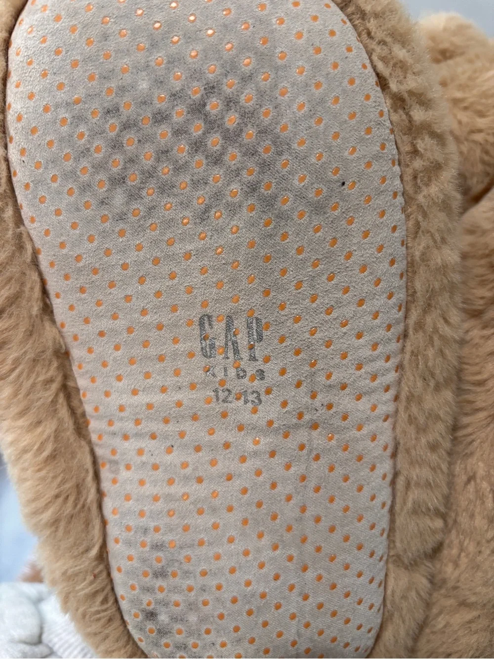 GAP Plush Teddy Bear Slippers in Light Beige